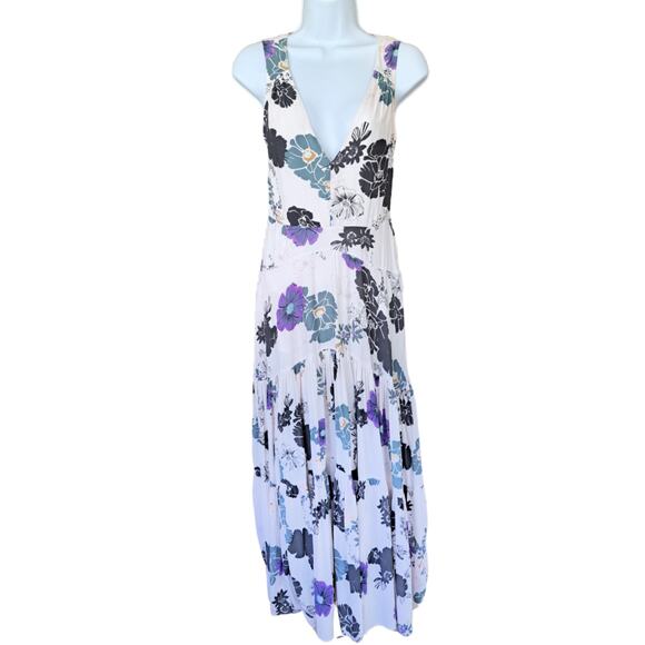 Free People Sure Thing Floral Tiered Maxi Dress Size 2 - Picture 2 of 12